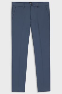 Slim-fit trousers in four-way stretch fabric, Blue