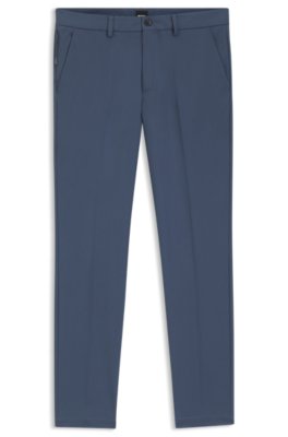 Boss Uomo Blu Pantaloni Slim Fit In Tessuto Elasticizzato