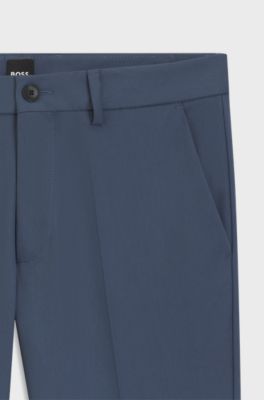 Slim-fit trousers in four-way stretch fabric, Blue