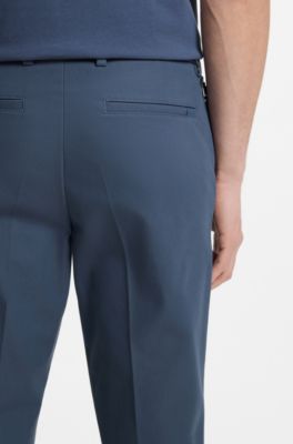Pantalones slim fit de algod&oacute;n el&aacute;stico, Azul