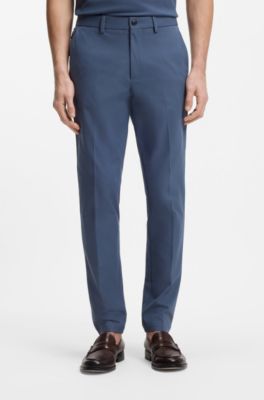 Slim-fit trousers in cotton-blend twill, Blue