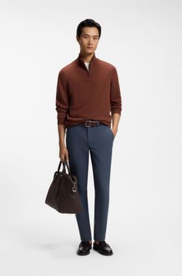 Slim-fit trousers in four-way stretch fabric, Dark Blue