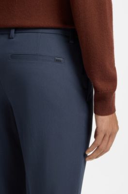 Slim-fit trousers in four-way stretch fabric, Dark Blue
