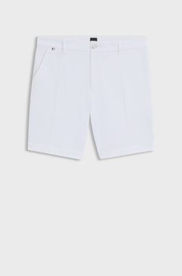 Slim-fit shorts in structured stretch cotton, White