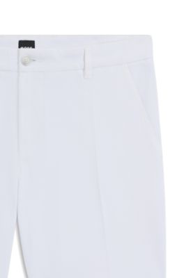 Slim-fit shorts in structured stretch cotton, White