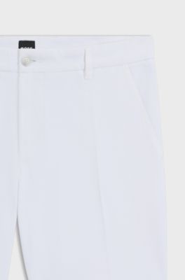 Slim-fit shorts in structured stretch cotton, White