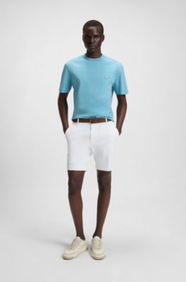 Slim-fit shorts in structured stretch cotton, White