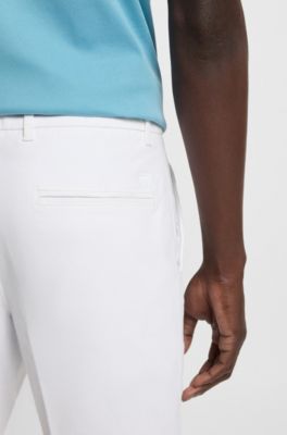 Slim-fit shorts in structured stretch cotton, White