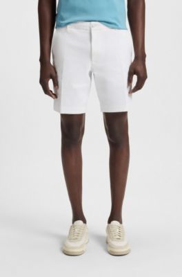 Slim-fit shorts in structured stretch cotton, White