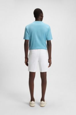 Slim-fit shorts in structured stretch cotton, White