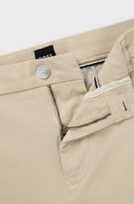 Slim-fit shorts in structured stretch cotton, Light Beige
