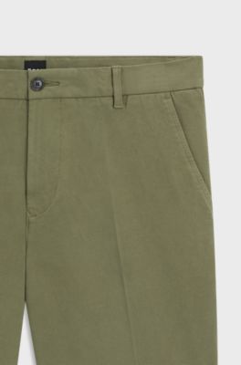 Slim-fit shorts in structured stretch cotton, Green