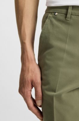Slim-fit shorts in structured stretch cotton, Green