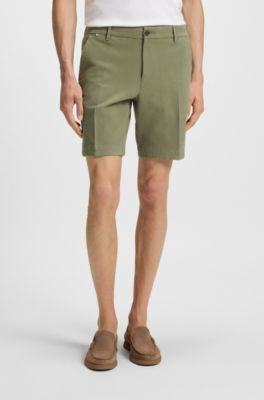 Slim-fit shorts in structured stretch cotton, Green