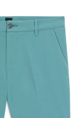 Slim-fit shorts in structured stretch cotton, Turquoise