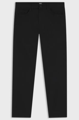 Slim-fit casual trousers in cotton blend, Black
