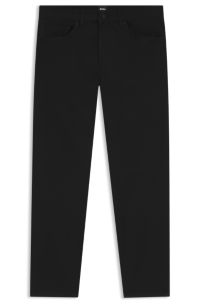 Delaware slim-fit trousers in cotton-blend twill, Black