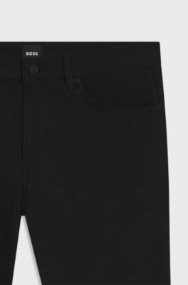Slim-fit casual trousers in cotton blend, Black