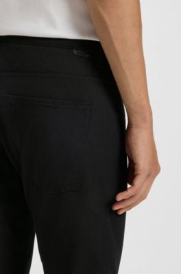 Slim-fit casual trousers in cotton blend, Black