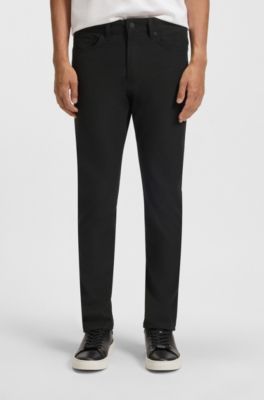 Slim-fit casual trousers in cotton blend, Black