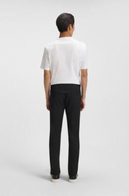 Slim-fit casual trousers in cotton blend, Black