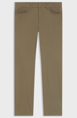 Slim-fit casual trousers in cotton blend, Light Brown