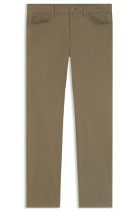 Delaware slim-fit trousers in cotton-blend twill, Light Brown