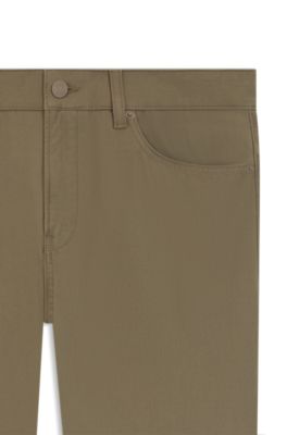 Delaware slim-fit trousers in cotton-blend twill, Light Brown