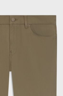 Slim-fit casual trousers in cotton blend, Light Brown