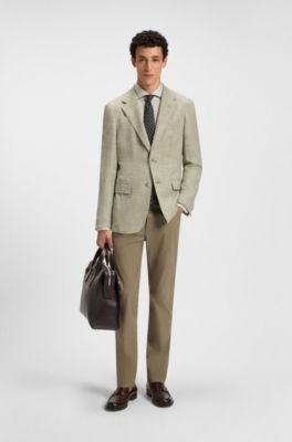 Slim-fit casual trousers in cotton blend, Light Brown
