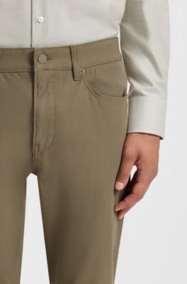 Slim-fit casual trousers in cotton blend, Light Brown
