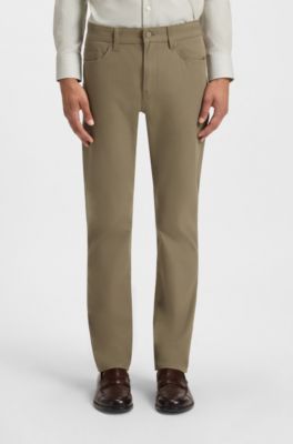 Slim-fit casual trousers in cotton blend, Light Brown