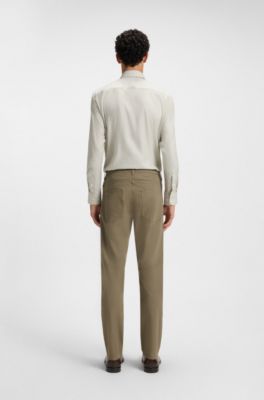 Slim-fit casual trousers in cotton blend, Light Brown