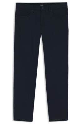 Delaware slim-fit trousers in cotton-blend twill, Dark Blue