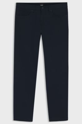 Pantalon Slim Delaware en twill de coton m&eacute;lang&eacute;, Bleu fonc&eacute;
