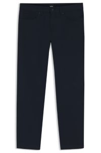 Delaware slim-fit trousers in cotton-blend twill, Dark Blue