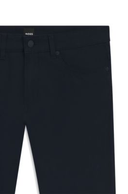 Delaware slim-fit trousers in cotton-blend twill, Dark Blue