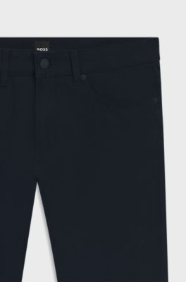 Pantalon Slim Delaware en twill de coton m&eacute;lang&eacute;, Bleu fonc&eacute;