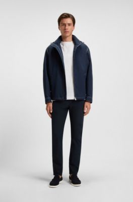 Pantalon Slim Delaware en twill de coton m&eacute;lang&eacute;, Bleu fonc&eacute;