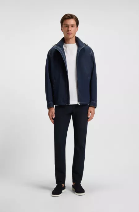Delaware slim-fit trousers in cotton-blend twill