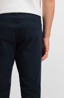 Pantalon Slim Delaware en twill de coton m&eacute;lang&eacute;, Bleu fonc&eacute;