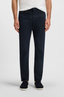 Slim-fit casual trousers in cotton blend, Dark Blue