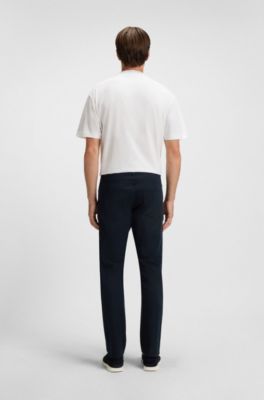 Delaware slim-fit trousers in cotton-blend twill, Dark Blue