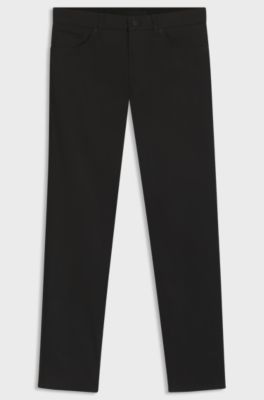 Maine-byxor i regular fit av bomullsblandad satin, Svart