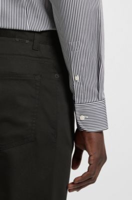 Maine regular-fit trousers in cotton-blend satin, Black