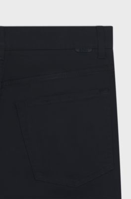 Pantalon Regular Maine en satin de coton m&eacute;lang&eacute;, Bleu fonc&eacute;