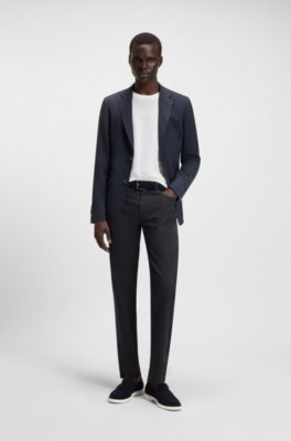 Maine regular-fit trousers in cotton-blend satin, Dark Blue