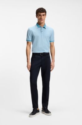 Maine regular-fit trousers in cotton-blend satin, Dark Blue