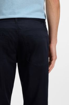 Maine regular-fit trousers in cotton-blend satin, Dark Blue