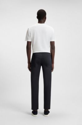 Maine regular-fit trousers in cotton-blend satin, Dark Blue